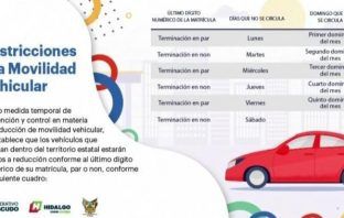 Hoy no circula Hidalgo continúa sin cambios en 33 municipios