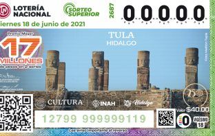 Zona arqueológica de Tula, en billete de Lotería; premio de 17 millones