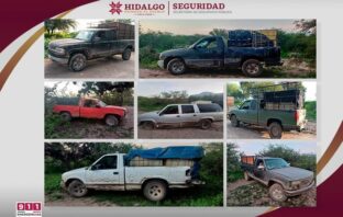 SSPH y Sedena aseguran siete camionetas utilizadas para transportar combustible robado